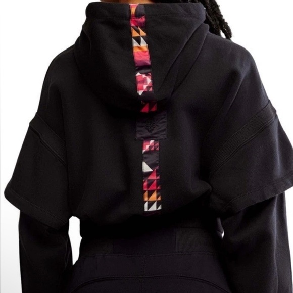 FP Movement by Free People Snow Flow Black Hoodie with Pink Geometric Accents - Picture 2 of 16